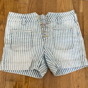 Anthropologie Striped High Waisted Shorts